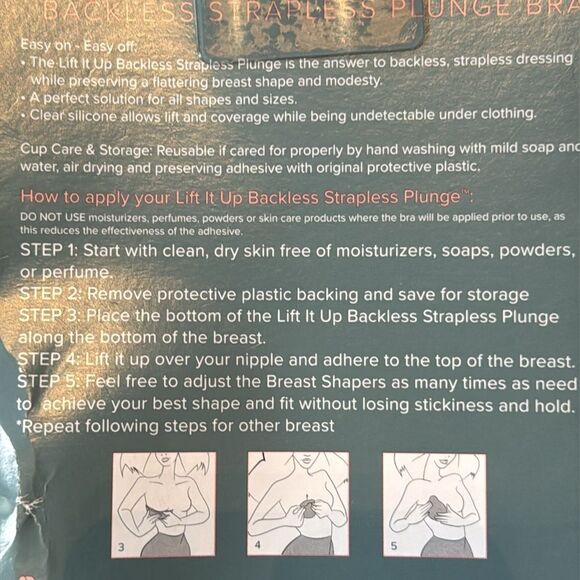 Lift It Up Backless Strapless Plunge Bra Silicone Fashion Forms Nude Size D - Picture 6 of 12